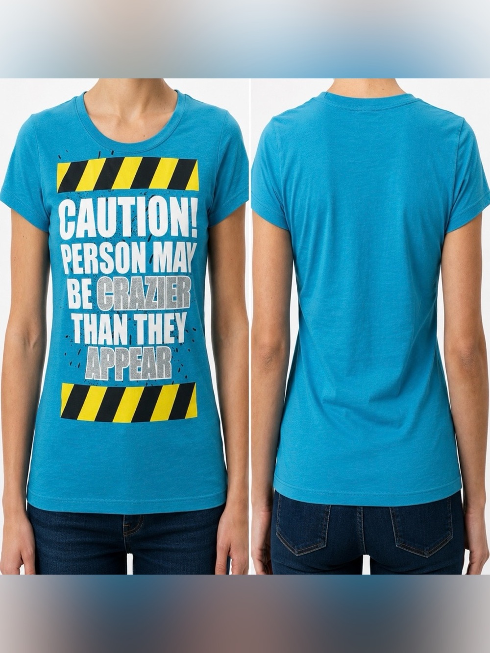 WOUND UP Teal Graphic Tee with Black, White, Silver & Yellow